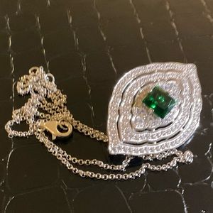 3 Pce GEM ILLUSIONS Necklace Pendant Pin Sterling Emerald 18” NWT